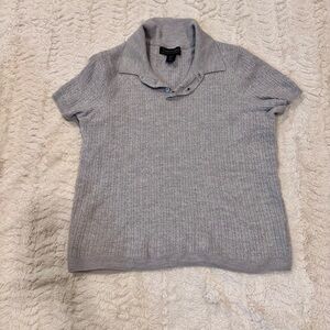 Christian Lacroix Gray Merino Wool Collared Knit Top Size L (Fits M)